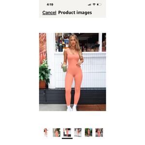 NEW Peach Ribbed Seamless Tank Top Jumpsuit Size Small